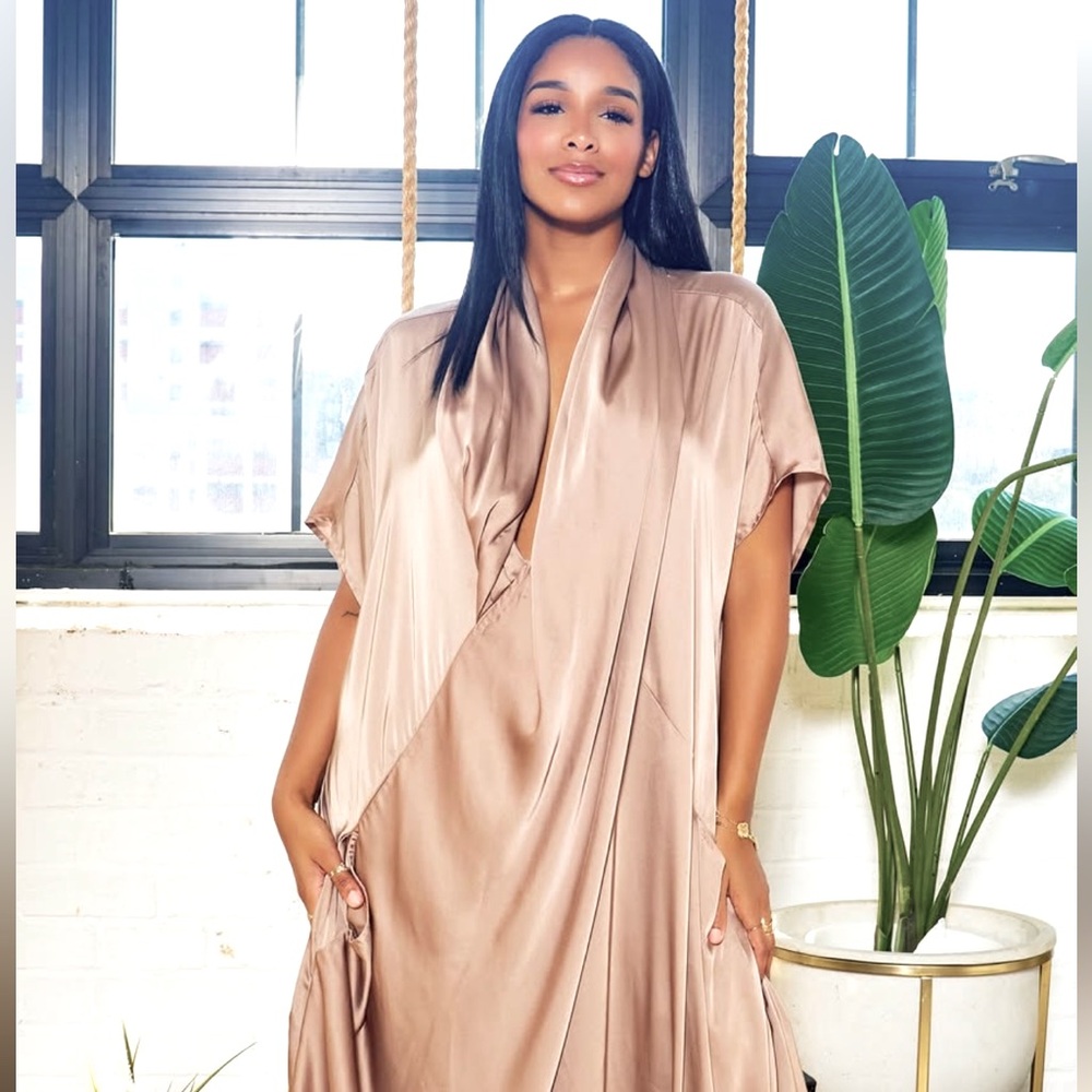 Luxe Drape Loose Fit Jumpsuit Bronze NWT 1X